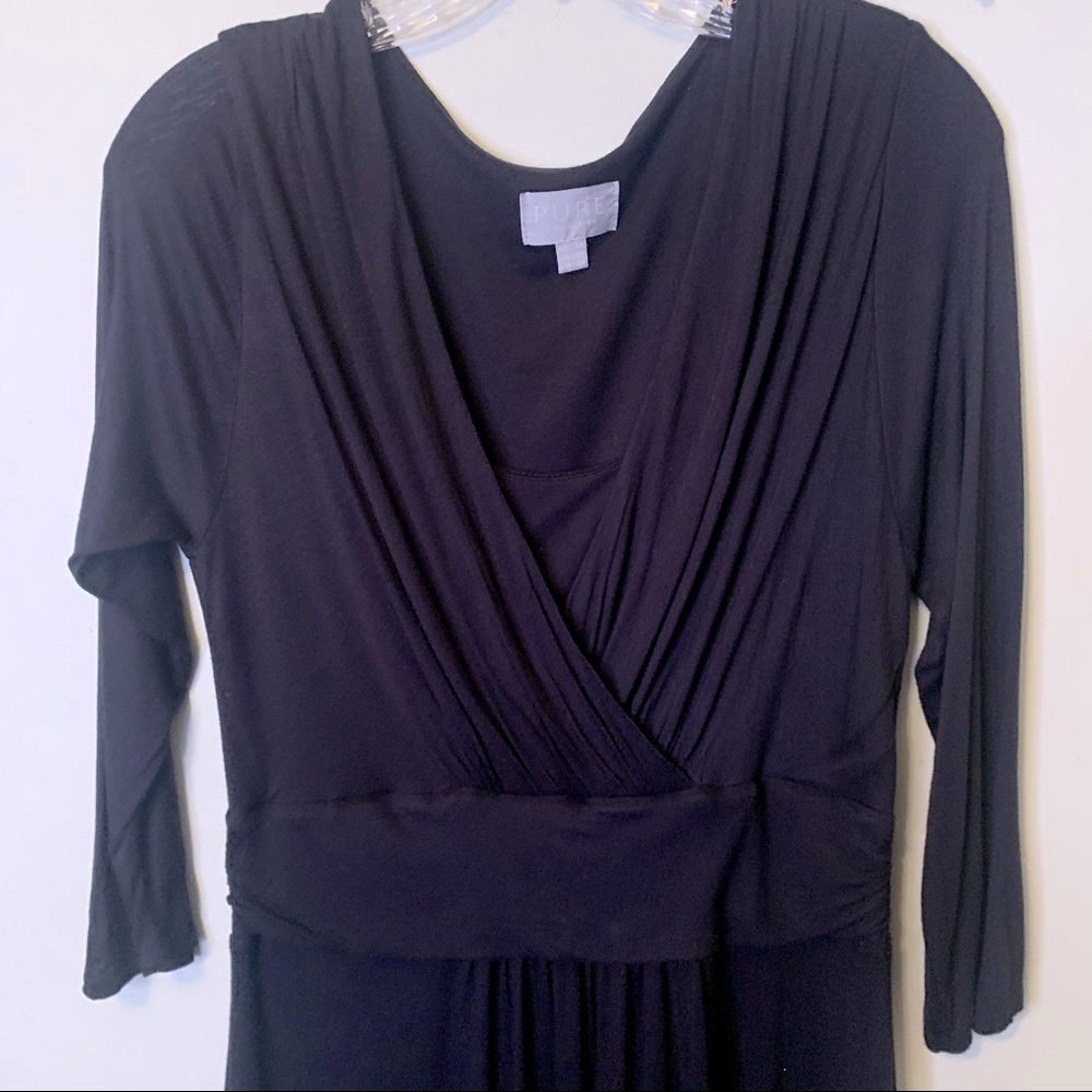 PURE COLLECTION Black Jersey Faux Wrap Midi Dress - Picture 4 of 16